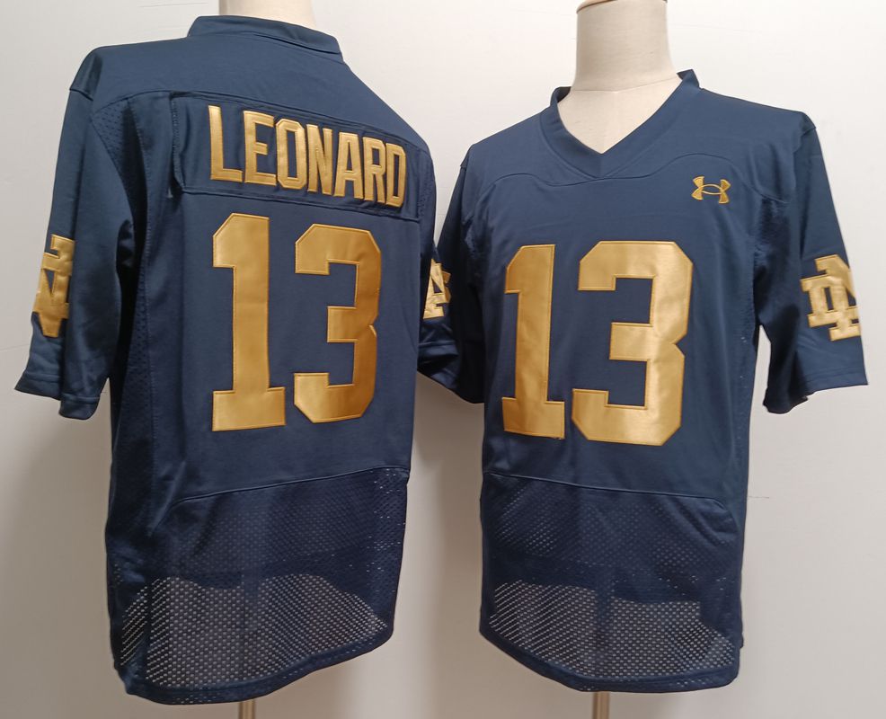 Men Norte Dame Fighting Irish #13 Leonard Blue Elite 2025 NCAA Jersey->ncaa teams->NCAA Jersey